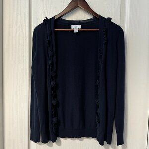 Women's Ann Taylor LOFT Blue Floral Cardigan, Size Small-Petite